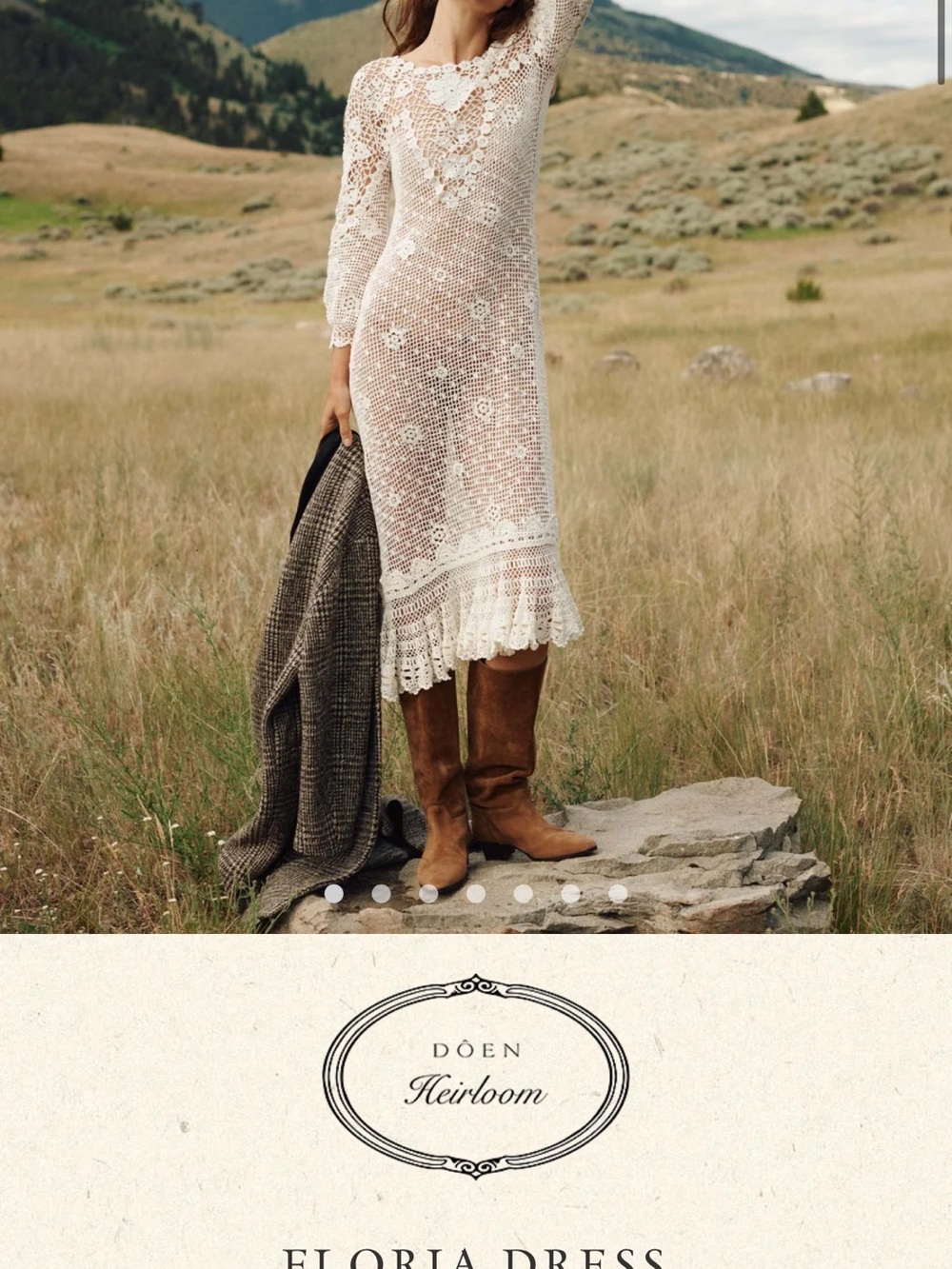 Doen Cream Crochet Lace Floria Midi Dress